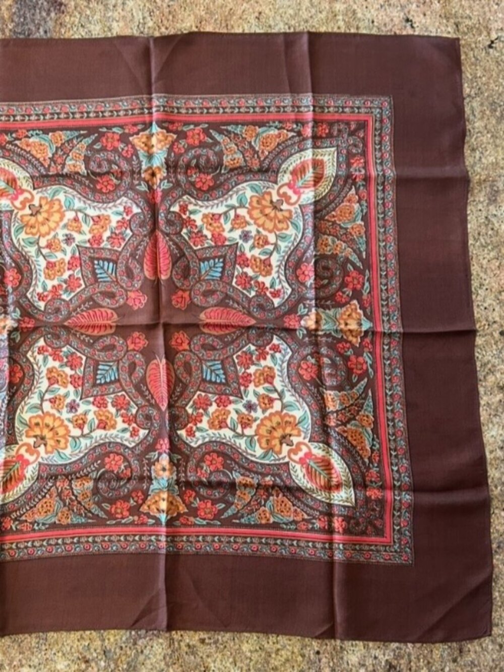 Vintage Fall Design Scarf 25 1/2" x 26 1/2"